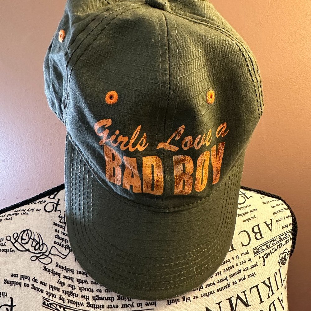 Disney "Girls Love a Bad Boy" Grumpy Snow White Baseball Hat Cap Army Green